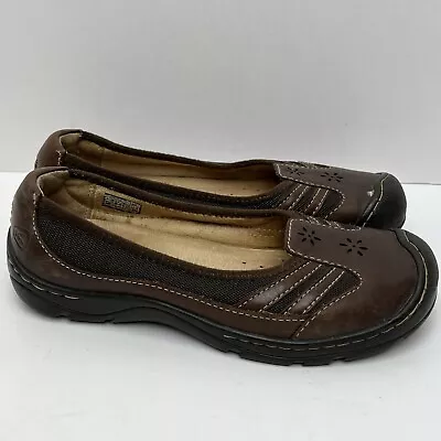 KEEN Womans Brown Leather Comfort Slip Ons Loafers Size 8 5491-CHCP • $25