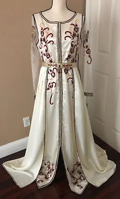 Moroccan White Wedding Takchita Caftan Kaftan Size Xs-S • $300