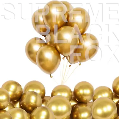 $10.99 • Buy 50 Gold Metallic Balloons Chrome Shiny Latex 12  Thicken For Wedding Party Baby