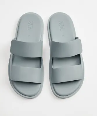 Zara Man Monochrome 10 US 44 EU Slate Gray Men Shoe Sandal Slides • $25