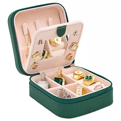 KElofoN Travel Jewelry Case And Organizer With Mirror - Gift For Women Green  • $13.96