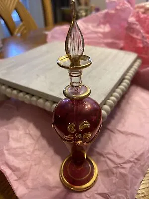 Egyptian Glass Rose Color Perfume Bottle With Stopper • £17.37