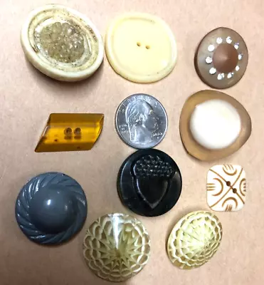 13-Group Of 10 Vintage Sewing Buttons-Celluloid  Mixture • $3