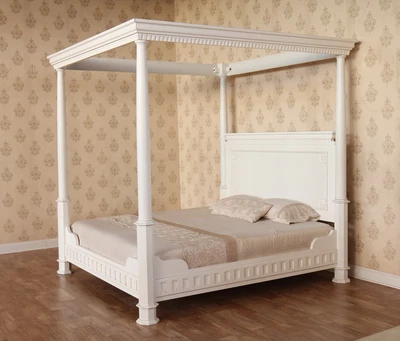 £1525 • Buy Antique White Solid Mahogany Hand Carved 6ft Super King Four Poster Bed B022P/6