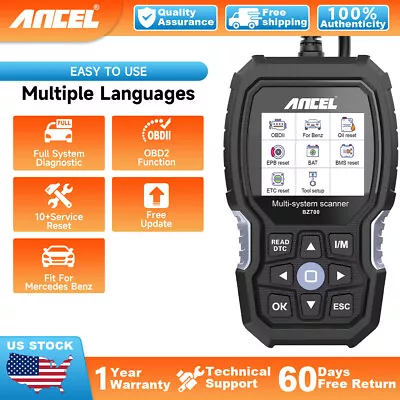 $99 • Buy Ancel Car All System OBD2 Scanner Diagnostic Tool Fit For Benz Fit For Mercedes