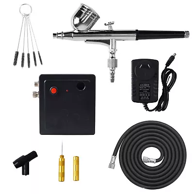 Mini Airbrush Compressor Kit Spray Gun Dual Action Air Brush Paint Model 0.3MM • $68.99