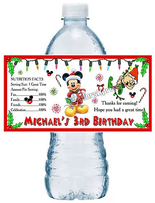 20 Mickey Mouse Christmas Birthday Party Favors ~ Water Bottle Labels • $9.99