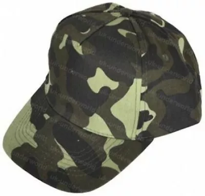 Childrens Baseball Cap Boys Girls Camouflage 6 Panel Peaked Cotton Summer Hat • £3.85