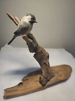 $9.99 • Buy Chickadee Carving Maine State Bird Driftwood Signed Alexander Belerege Vintage