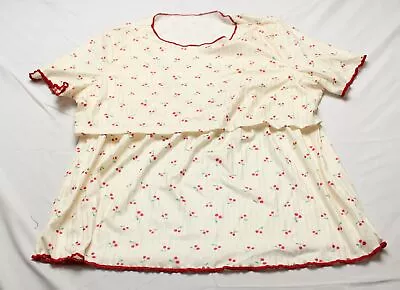 Shein Women's Cherry Print Nursing Detail Tee & Shorts PJ Set DM9 Beige Size XL • £8.87