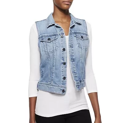 AG Jeans XS Light Wash Denim Vest Adriano Goldschmied • £28.50