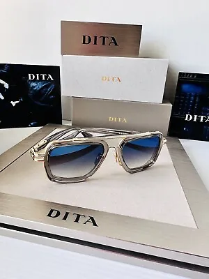 DITA Sunglasses LXN-EVO DTS403-A-02 Crystal Grey White Gold Blue Flash Mirror • $589