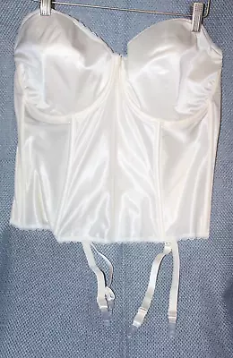 VA BIEN Ivory Smooth Satin Hourglass Bustier  40DD NWOT Straps And Garters Inc • $34.99