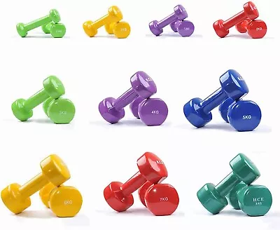 $16.99 • Buy Anti-Slip Vinyl PVC Iron Dumbell Set Pair Dumbbell Weights Home Gym Equipment