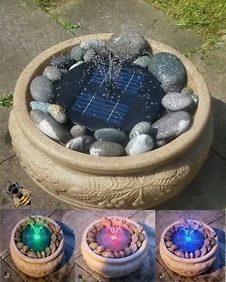 £124.99 • Buy Solar Water Feature Fountain LED Lights Pebble Pool Patio Decking NEW