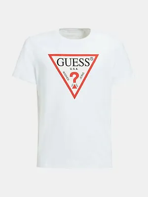 Guess Jeans Mens Originals Triangle Logo T Shirt White Red - Asap Rocky • £29.99