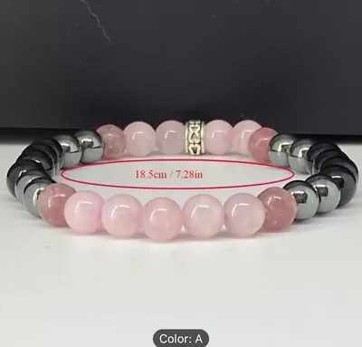 Women’s 6mm Black TourmalineHematite Rose Quartz Lepidolite Bracelet -promotes • $15.99