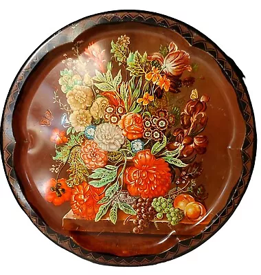 Vintage Daher Decorated Ware Round Autumn Flowers Serving Tray Made In England • $12.99