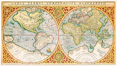 World Map Nautical Vintage A3 A4 Print Art Poster • £3.99