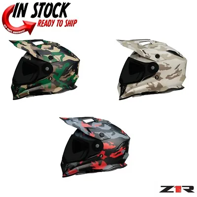 2024 Z1r Range Camo Dual  Sport Helmet Motorcycle - Pick Size & Color • $149.95