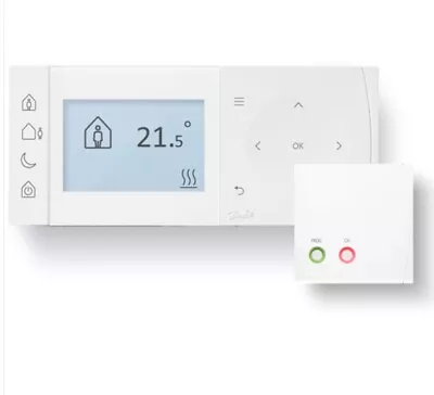 New -Danfoss TPOne RF + RX1-S Programmable Room Thermostat & Receiver 087N785400 • £58.99