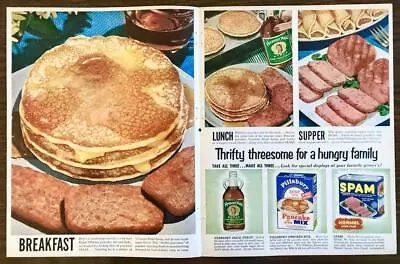 1952 Pillsbury Vermont Maid Spam Centerfold PRINT AD Thrifty Threesome • $9.85