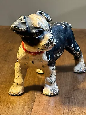 Older Hubley - Mid-Size Cast Iron Left Facing Boston Terrier Puppy Dog Doorstop. • $59