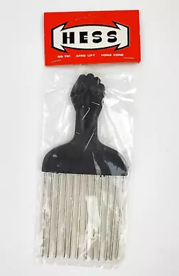 Vintage Hess Afro Lift Black Fist Metal Hair Pick Detangler Hong Kong In Package • $19.99