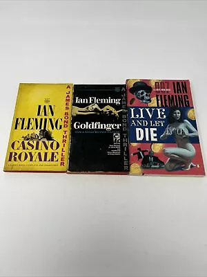 James Bond 3 Paperback Lot - Casino Royale Goldfinger Live & Let Die Ian Fleming • $11.25