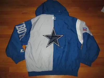 PRO LINE Vtg 90s Color Block 2 Tone Starter Hoodie Dallas Cowboys Jacket Coat L • $89.99