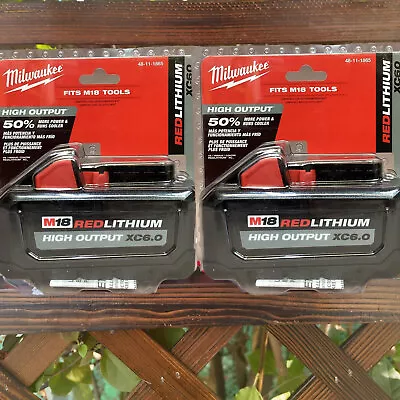 2PCS 18V Milwaukee HIGH OUTPUT 6.0 AH Batteries M18 XC18 48-11-1865 NEW • $112