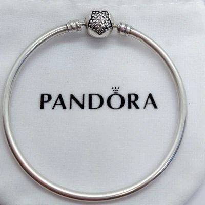 $55 • Buy PANDORA STERLING SILVER MOMENTS PAVE STAR CZ BANGLE  - Stamped 925 ALE   #590720