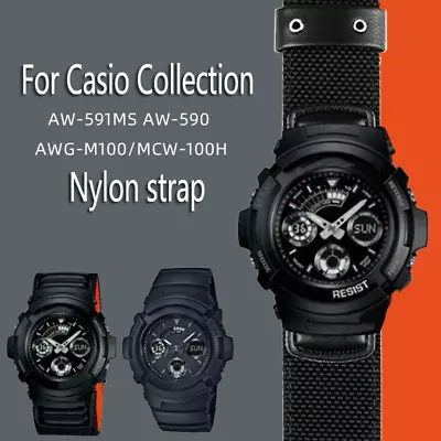 Nylon Watch Band Fit For Casio G-Shock Sports AW-591MS/590 AWG-M100 G300 GW-5000 • £29.99