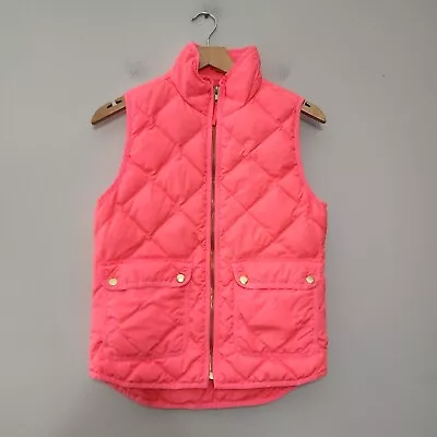 J Crew Quilted Down Puffer Vest Women's Size XXS Zip-Up Front Pockets Bright • $25