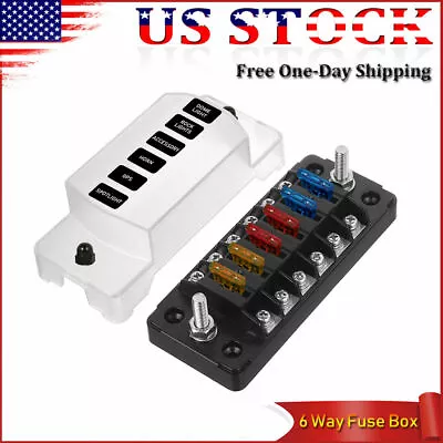 6 Way Marine Boat Power Distribution Blade Fuse Holder Box Block Kit Waterproof • $17.95