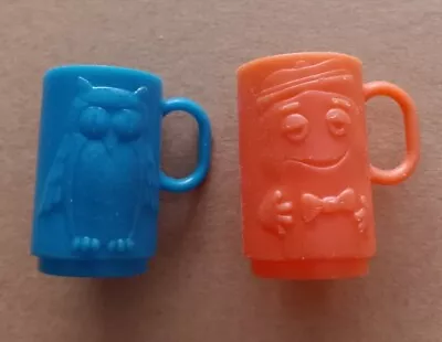 1973 Pair Boo Berry & Owl Monster Cereal Box Prize Mini Totem Mug Orange & Blue • $34.95