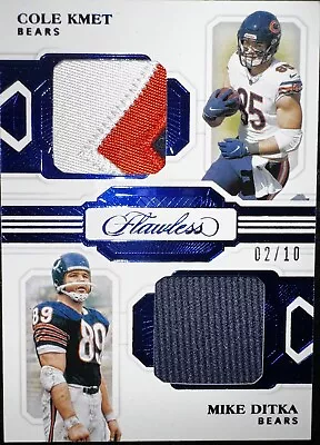 2020 Flawless Cole Kmet/Mike Ditka 3 Color Dual Patch 2/10!! Ditka Is Game Worn! • $250