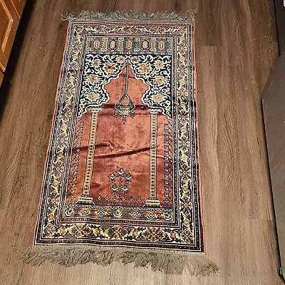 Vintage Hand Made Sewn Woven Silk Prayer Meditation Kneeling Area Carpet Rug New • $950