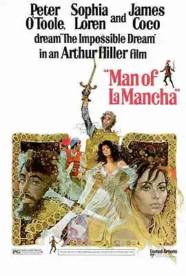 MAN OF LA MANCHA Movie POSTER 27x40 C Peter O'Toole Sophia Loren James Coco • $17.98