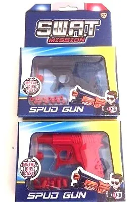 TOYS POTATO/SPUD Die Cast  Plastic Toy Gun Potato Shooter-RED OR BLUE • £6.49