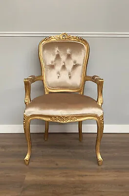 £295 • Buy French Louis XV Elise Armchair  - Gold Frame   With Glamour Velvet Upholstery