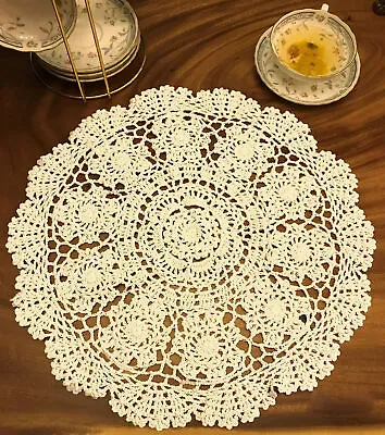 20  Vintage Cotton Hand Crochet Lace Doilies Round Table Topper Flower Placemats • $9.89