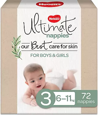 Huggies Ultimate Nappies Size 3 (6-11Kg) 72 Count • $66.71
