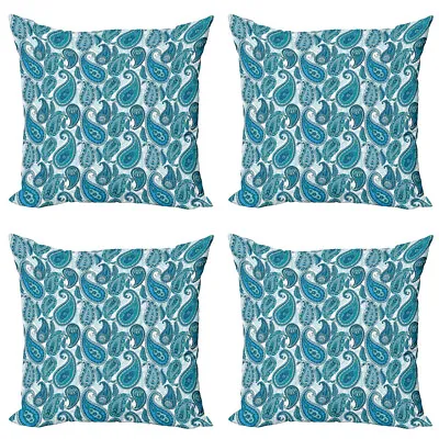 Paisley Pillow Cushion Set Of 4 Ocean Stripe And Flower • £22.99