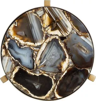 Natural Wild Agate Round Coffee Side Decorative Table Handmade Mosaic Art Decor • $607.68