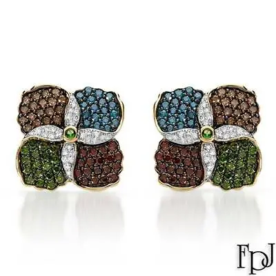 Certified FPJ 14K Y/Gold Earrings With Genuine 4.25 Ctw Diamonds Weight 11g. New • $4180