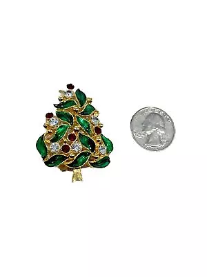 NEW Vintage Christmas Signed VAN DELL Tree Holly PENDANT / BROOCH PIN Rhinestone • $58.74