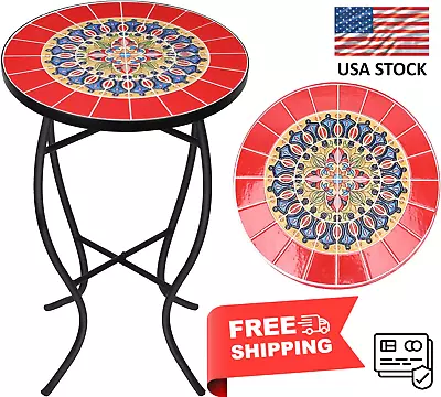 Coffee Table Outdoor Side-Coffee Table Patio Outdoor Mosaic Round Coffee Table • $58.61