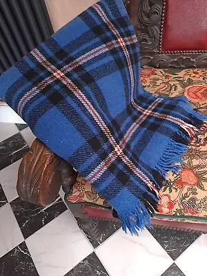 VINTAGE THE HIGHLANDER 100% WOOL PLAID BLANKET THROW PICNIC Campervan 58  X 68  • £28