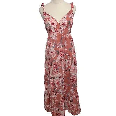 Sportsgirl Size 12 Floral Maxi Tiered Cotton Summer Dress Peach • $39.95